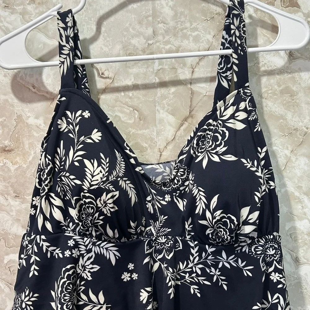 Floral Ruffle Tankini Swimsuit Top‎ Flattering Swimwear Beach Resort Wear - Picture 2 of 6